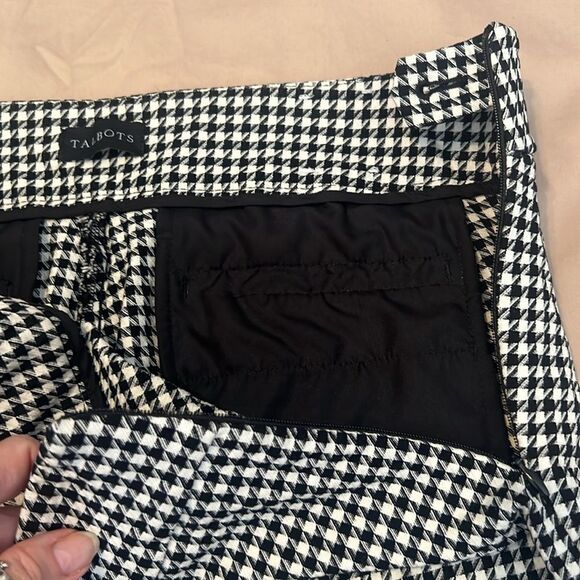 Talbots sz12 black/white check Chatham ankle pant back pockets ankle slits - Picture 4 of 13